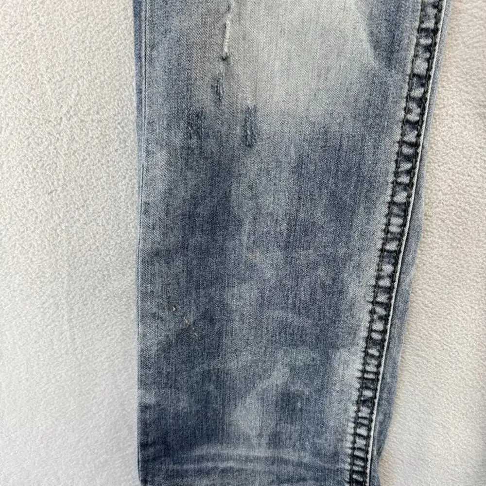 Rock Revival Jeans men's 34 Blue Zed Straight Whisker Distressed Faded Whisker